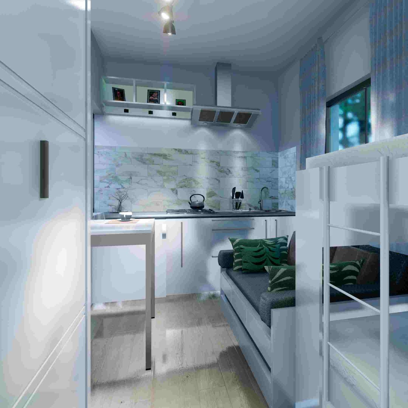 Cocina y dormitorio de la Casa Berlín